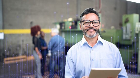 an employee wearing glasses