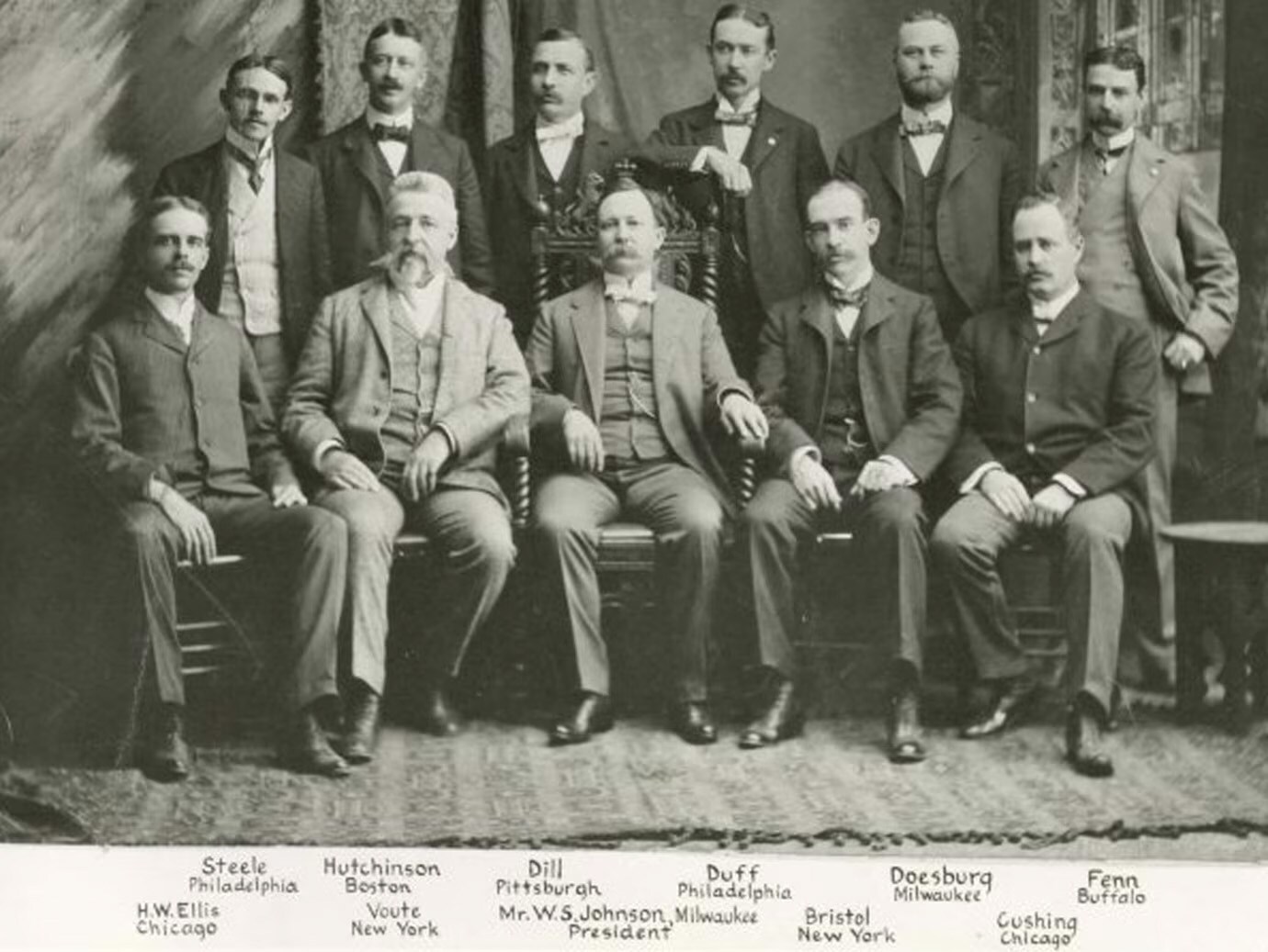 Photo of Johnson Controls founder, Warren Johnson with the sales staff